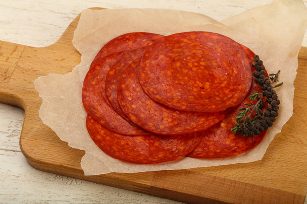 Sliced chorizo sausage - Photo, Image