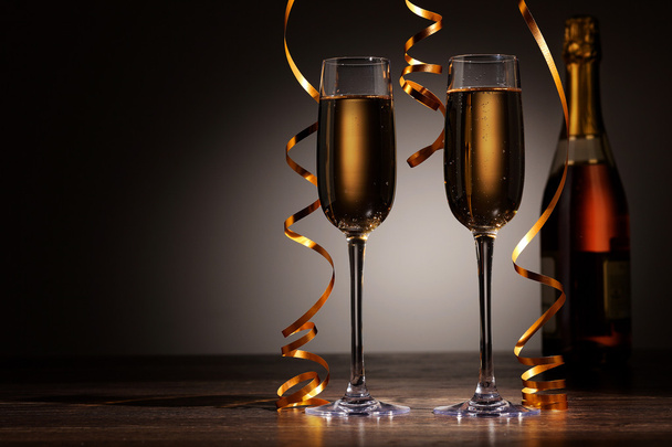 Glasses of champagne at new year party - Foto, Imagen
