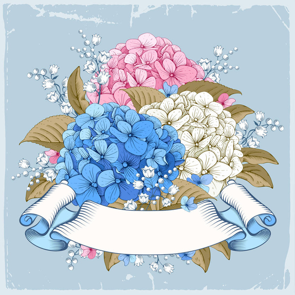 Luxe hortensia wenskaart - Vector, afbeelding