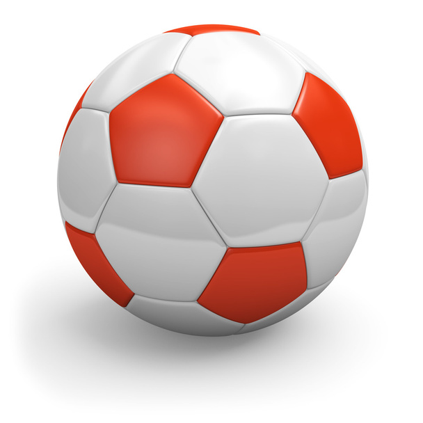 wit-rood soccerball. Closeup. - Foto, afbeelding