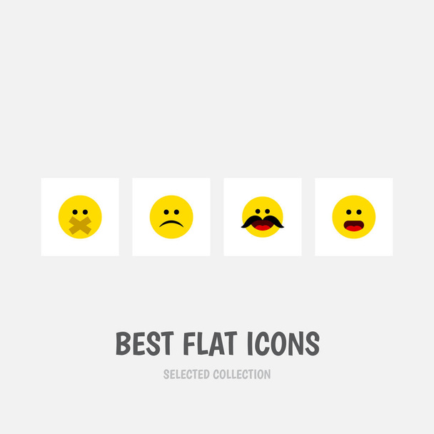 Lapos gesztus ikonkészlet Hush, szomorú, vidám és egyéb vektoros objektumokat. Magában foglalja a mosoly, Emoji, szomorú elemek. - Vektor, kép