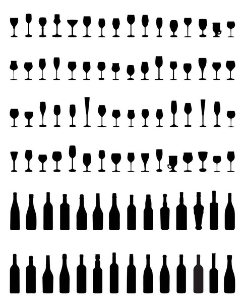 bottles and glasses - Vector, Image