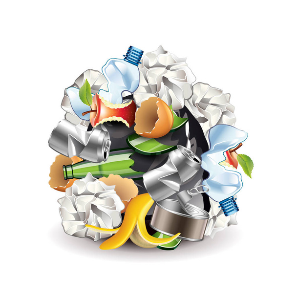 白いベクトル上で分離廃棄物の球 - ベクター画像