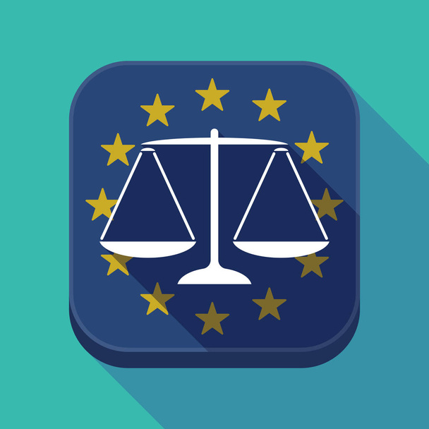 Sombra longa botão quadrado da UE com um sinal de balança de peso justiça
 - Vetor, Imagem