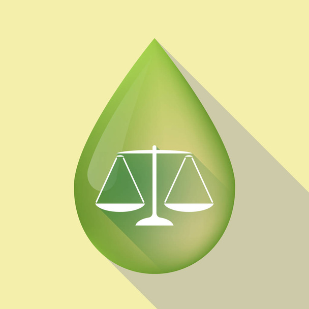 Dlouhý stín olivový olej pokles znakem měřítku váhy spravedlnosti - Vektor, obrázek