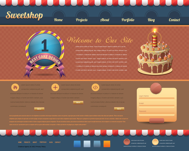 Sweet Shop Style Website design vector elements - Вектор,изображение