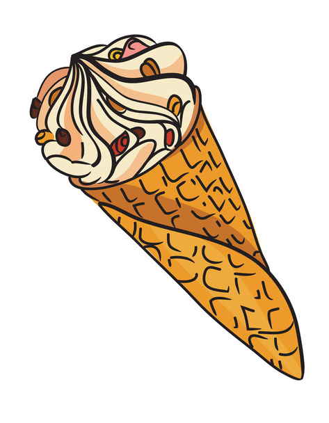 Cartoon image of ice cream cone - Vector, afbeelding