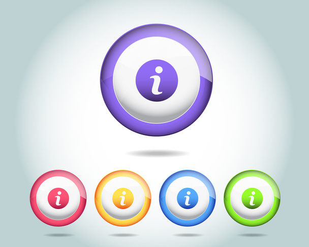 Vector Glossy Sphere Info Icon Button and multicolored - Vector, imagen