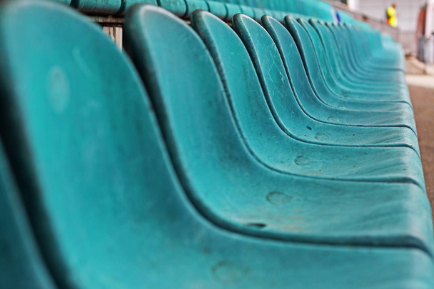 Old plastic seat in the stadium, background, texture - Photo, Image