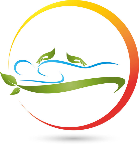 Person und Hände, Massage und naturheilkundliches Logo - Vektor, Bild
