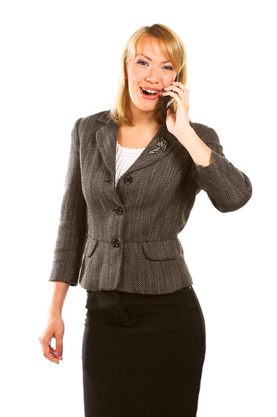 young business woman calling by cellular phone. - Fotó, kép