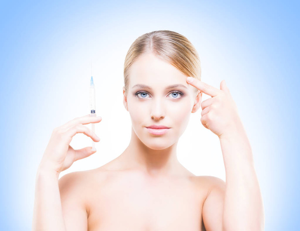 beautiful woman having skin injection - Фото, изображение