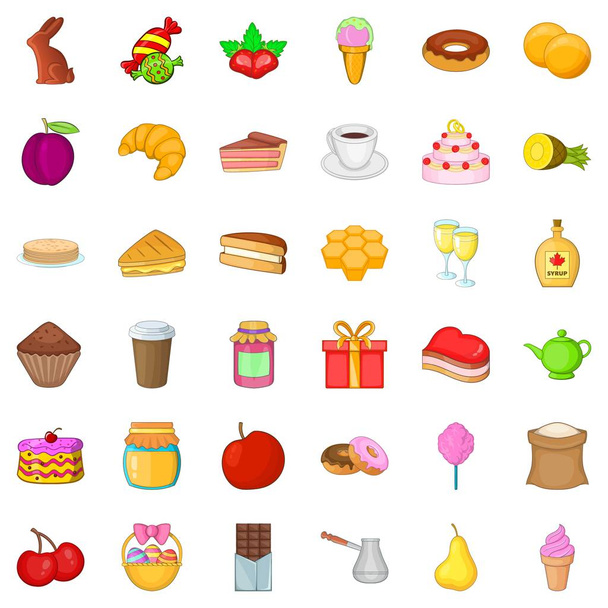 Candy dessert icons set, cartoon style - Vetor, Imagem