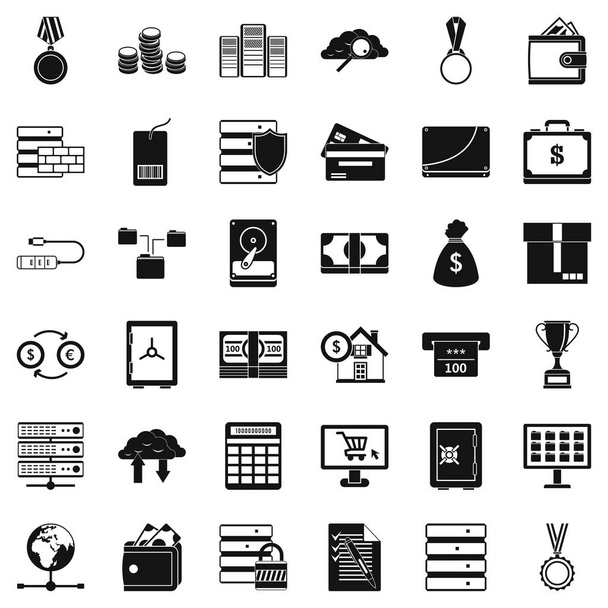 Conjunto de iconos de diagrama de negocio, estilo simple
 - Vector, Imagen