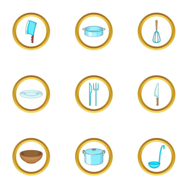 Cookware icons set, cartoon style - Vector, imagen