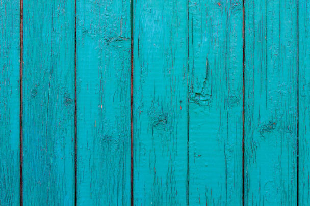 Texture of old wood with worn green paint - Fotoğraf, Görsel