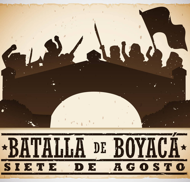 Representação histórica do feriado nacional da batalha de Boyaca colombiana, ilustração vetorial
 - Vetor, Imagem