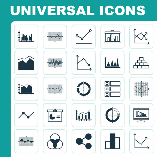 Ensemble de graphiques, diagrammes et icônes statistiques. Collection de symboles de qualité supérieure. Les icônes peuvent être utilisées pour la conception web, app et UI. - Vecteur, image