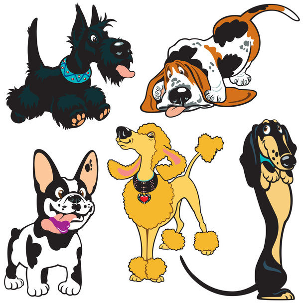 Комплект с мультяшными собаками
 - Вектор,изображение