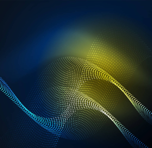 3D-verlichte Golf van gloeiende deeltjes - Vector, afbeelding