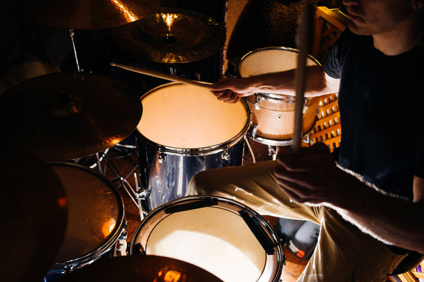 Drum kit during concert closeup - Fotoğraf, Görsel