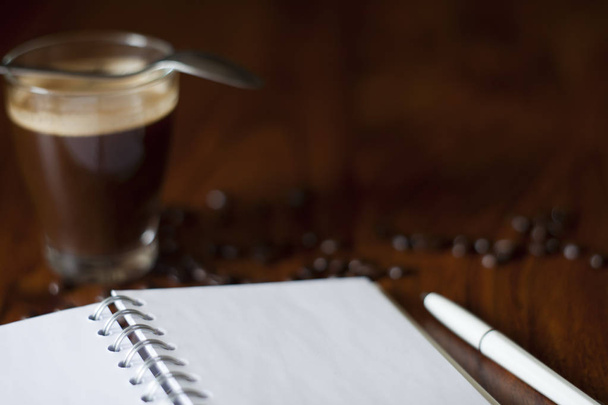 Morning dark coffee on the table - Фото, зображення