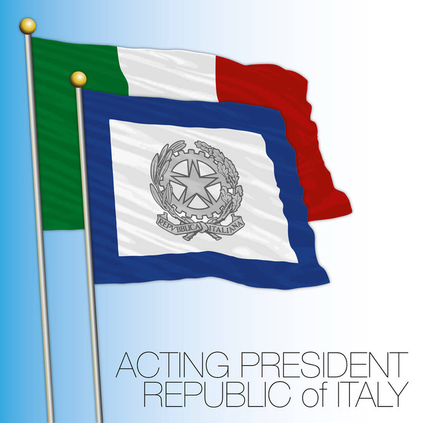 Senatsflagge, Italien, amtierender Präsident - Vektor, Bild