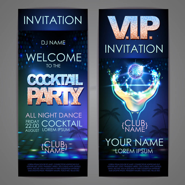 Set of disco background banners. Cocktail party poster - Vector, Image