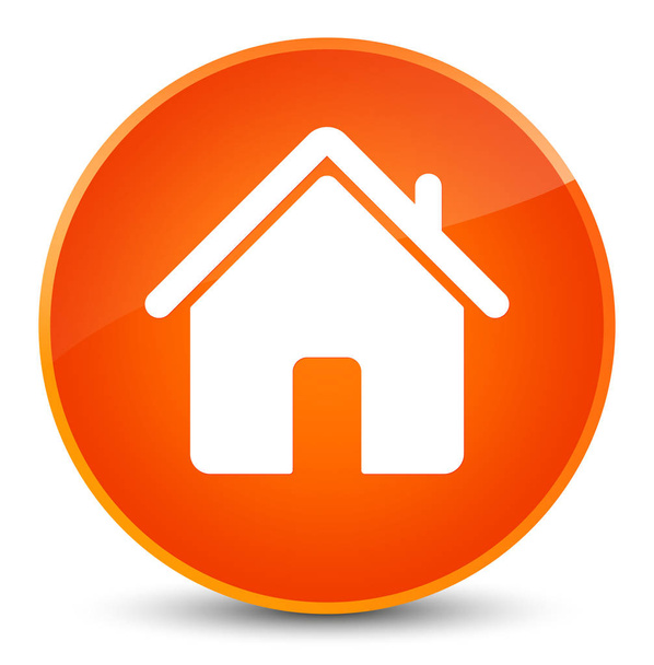 ホーム アイコン エレガントなオレンジ色の丸いボタン - 写真・画像
