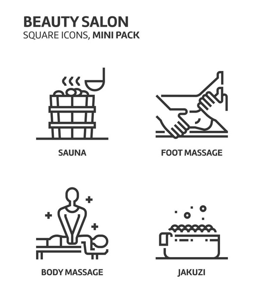 Beautiy salon, square mini icon set - Vector, Image