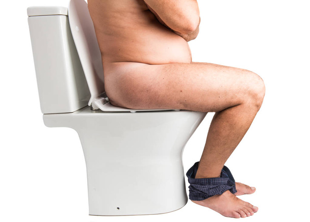 Man on the toilet isolated - Photo, Image