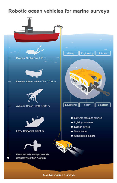 Veículos oceânicos robóticos para vistorias marítimas
. - Vetor, Imagem