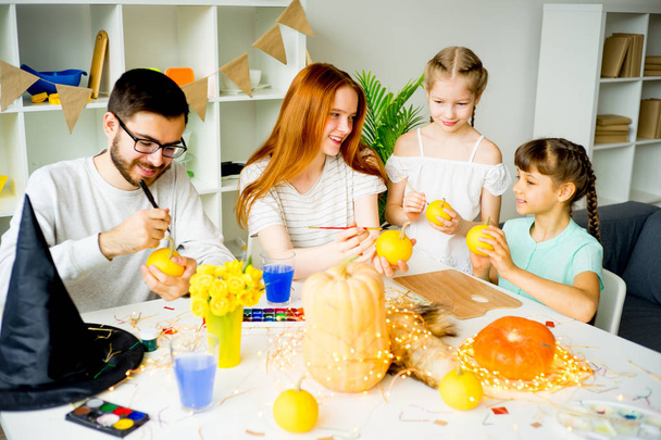 Family preparing for halloween - Фото, изображение