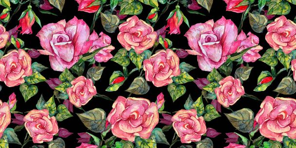 Flor silvestre rosa patrón de flores en un estilo de acuarela
. - Foto, imagen
