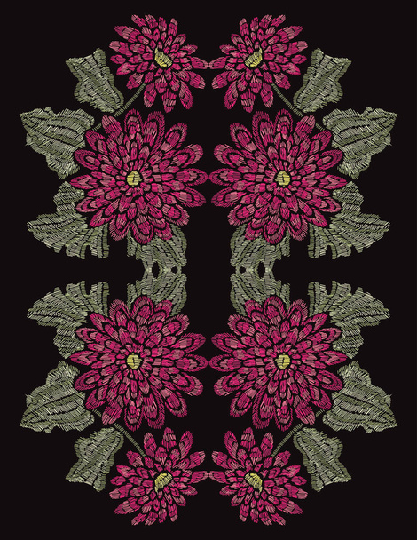 embroidery floral decoration - Vektör, Görsel