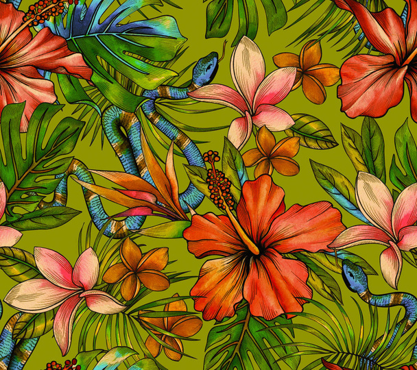 incroyable motif tropical sans couture avec peau de serpent
 - Photo, image