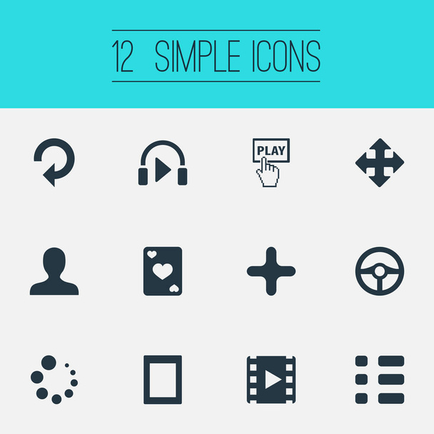 Vector Illustration Set Of Simple Game Icons. Elements Plus, Video, Sound And Other Synonyms Cinema, Loading And Movie. - Vector, Image