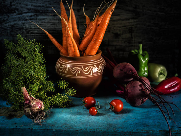 Vegetables ingredients borscht fresh harvest healthy eating still life - Foto, afbeelding