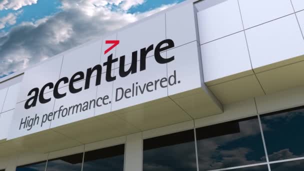 Accenture logo on the modern building facade. Editorial 3D rendering - Záběry, video