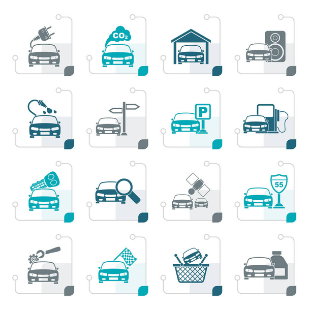 Stylized Car and road services icons - Vektor, Bild