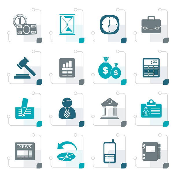 Stylized Business, Office and Finance Icons - Vettoriali, immagini