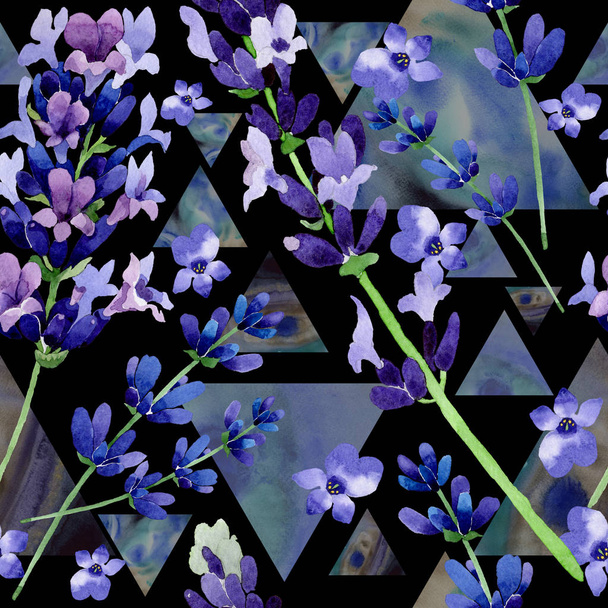 Wildflower lavender flower pattern in a watercolor style. - Photo, Image