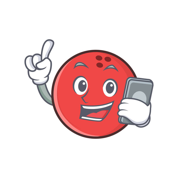 bowling ball character cartoon with phone - Vector, Imagen