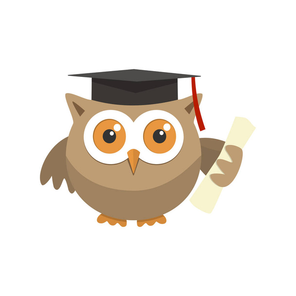Owl graduate with a hat  - Vector, Image