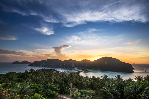 View point of Phi Phi Island at sunset time, Krabi, Thailand - Photo, image