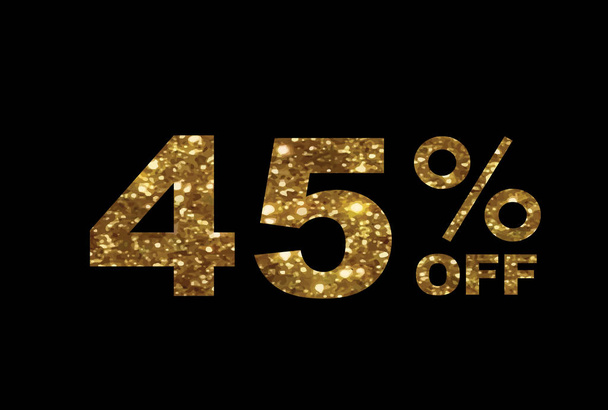 Luxury golden glitter forty five percent discount word text - Vector, Image