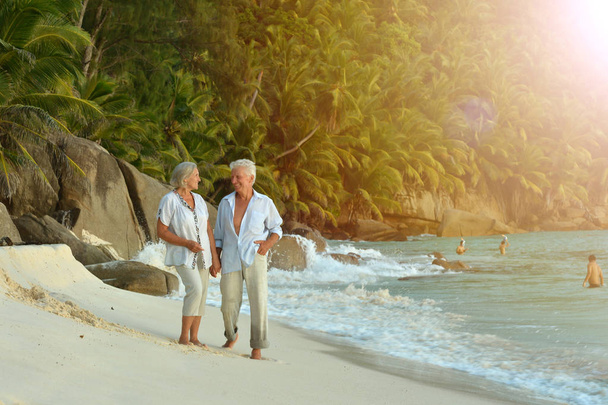 Couple marchant sur la plage tropicale - Photo, image