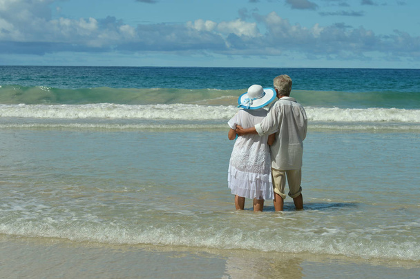 Ανώτερος ζευγάρι στην παραλία - Φωτογραφία, εικόνα
