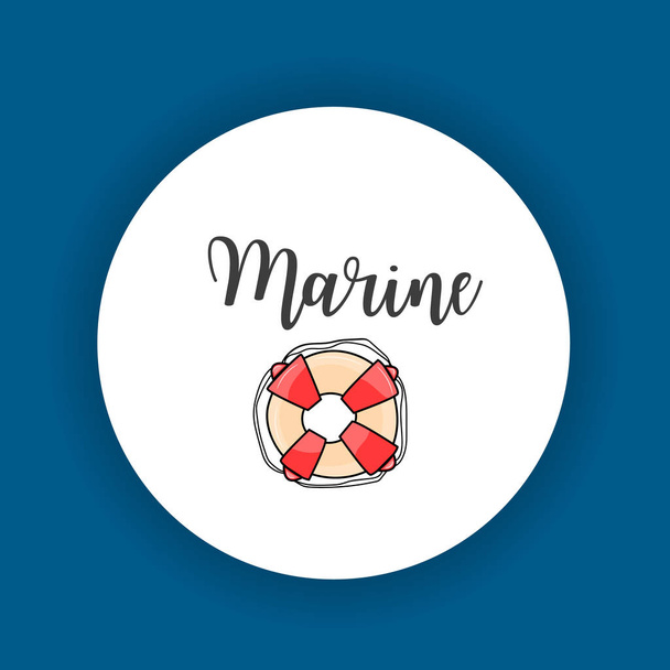 Marine doodle elements, hand drawn style - Vector, Image