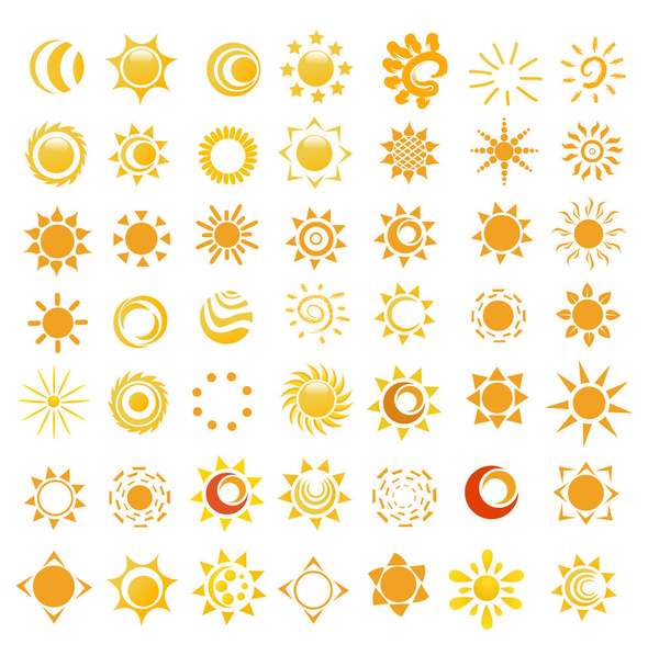 Parlak güneş görüntüleri vektör çizim seti - Vektör, Görsel
